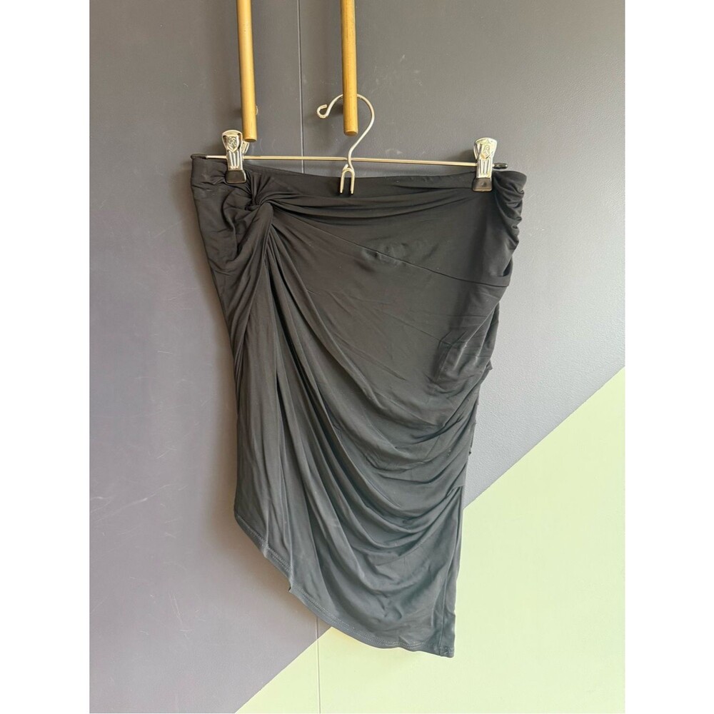 Helmut Lang Black Asymmetric Draped Jersey Mini Skirt, Sz XS, EUC, Made in USA